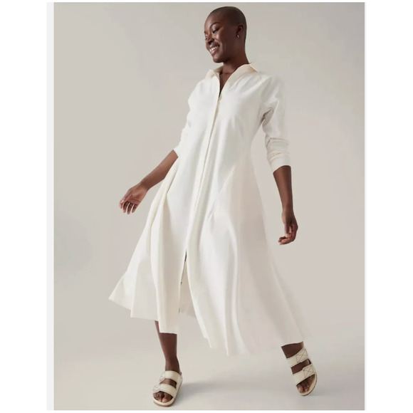 Athleta Dresses & Skirts - Athleta XXS Cosmic Layer Dress, White Long Dress Shirtdress Button, Work